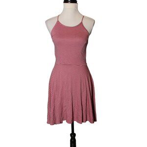 Y2K Billabong Pink & Black Striped Skater Dress Spring Summer